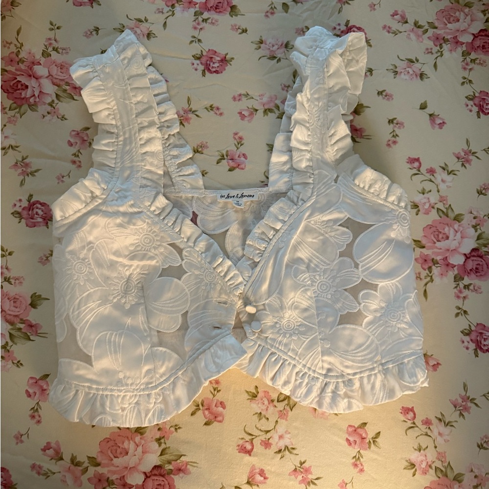 For Love And Lemons floral crop vest style top